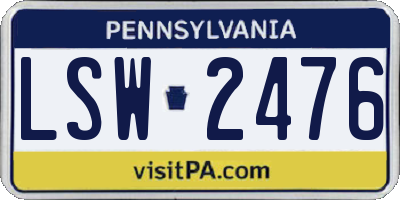 PA license plate LSW2476