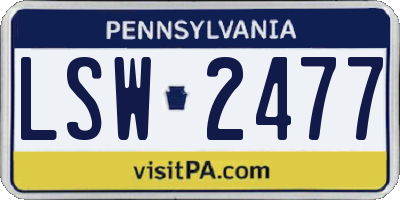 PA license plate LSW2477