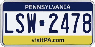 PA license plate LSW2478