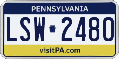 PA license plate LSW2480