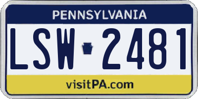 PA license plate LSW2481