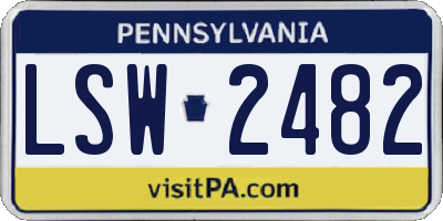PA license plate LSW2482