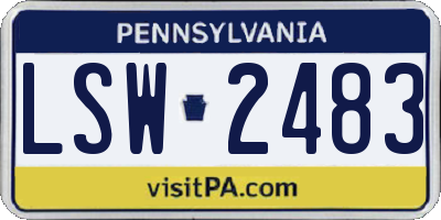PA license plate LSW2483
