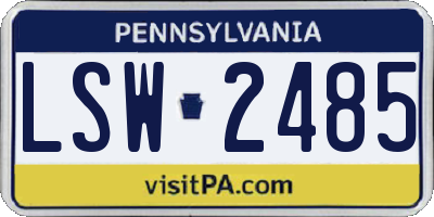 PA license plate LSW2485