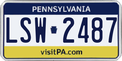PA license plate LSW2487