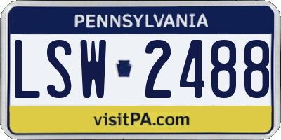 PA license plate LSW2488
