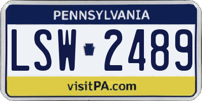 PA license plate LSW2489