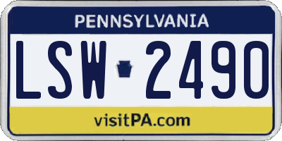 PA license plate LSW2490