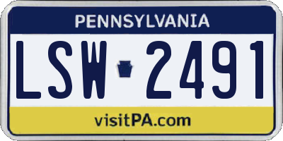 PA license plate LSW2491
