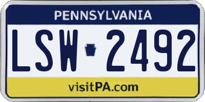 PA license plate LSW2492