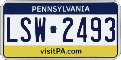 PA license plate LSW2493