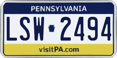PA license plate LSW2494