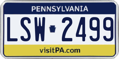 PA license plate LSW2499