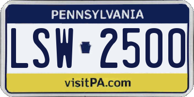 PA license plate LSW2500