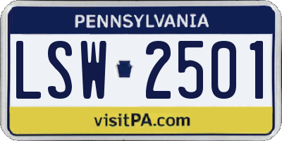 PA license plate LSW2501