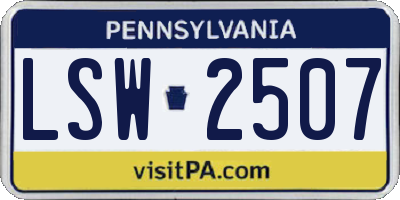 PA license plate LSW2507