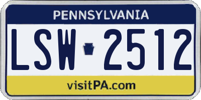 PA license plate LSW2512