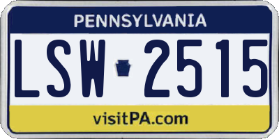 PA license plate LSW2515