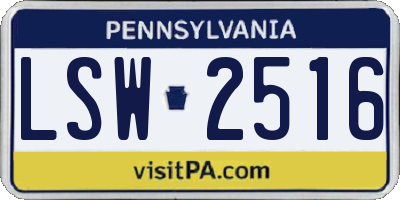 PA license plate LSW2516