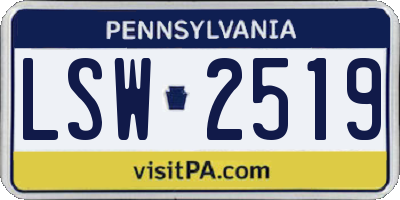PA license plate LSW2519