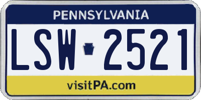 PA license plate LSW2521