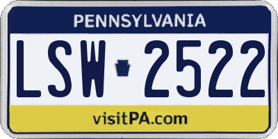 PA license plate LSW2522