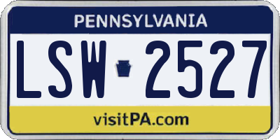 PA license plate LSW2527