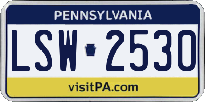PA license plate LSW2530