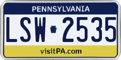 PA license plate LSW2535