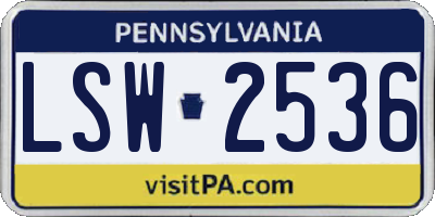 PA license plate LSW2536