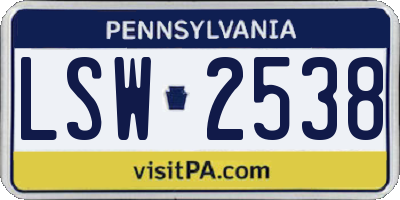 PA license plate LSW2538
