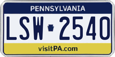 PA license plate LSW2540