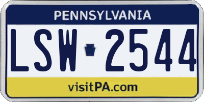 PA license plate LSW2544