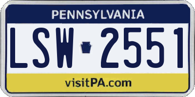 PA license plate LSW2551