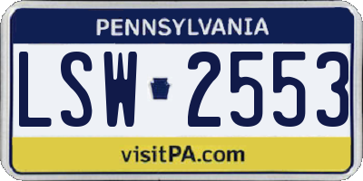 PA license plate LSW2553