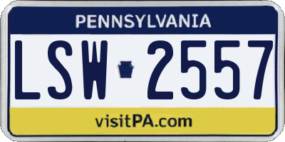 PA license plate LSW2557