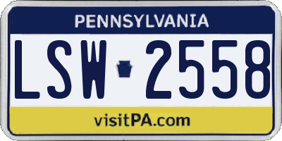 PA license plate LSW2558