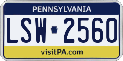 PA license plate LSW2560