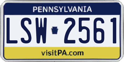 PA license plate LSW2561