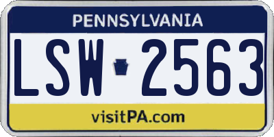 PA license plate LSW2563