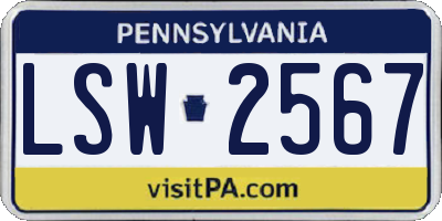 PA license plate LSW2567
