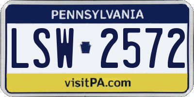 PA license plate LSW2572
