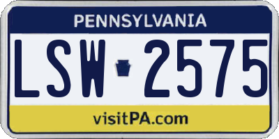 PA license plate LSW2575