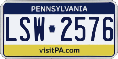 PA license plate LSW2576