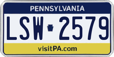 PA license plate LSW2579