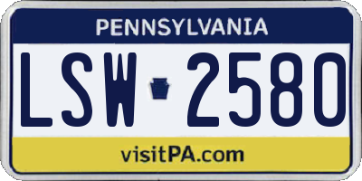 PA license plate LSW2580