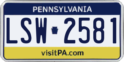 PA license plate LSW2581
