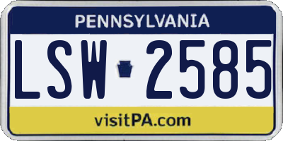 PA license plate LSW2585