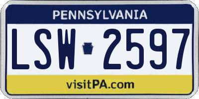PA license plate LSW2597