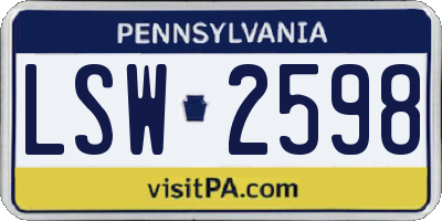 PA license plate LSW2598